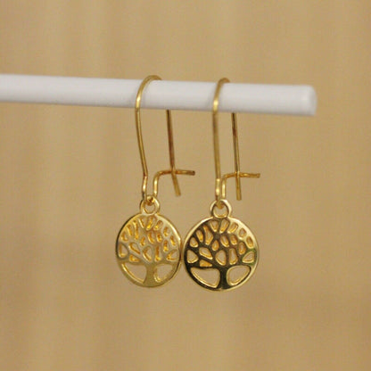Lebensbaum - Ohrringe in gold *handgefertigte Ohrhänger* boho Lebensbaum edle goldene Ohrringe - perfekt als Weihnachtsgeschenk - Feenmanufaktur