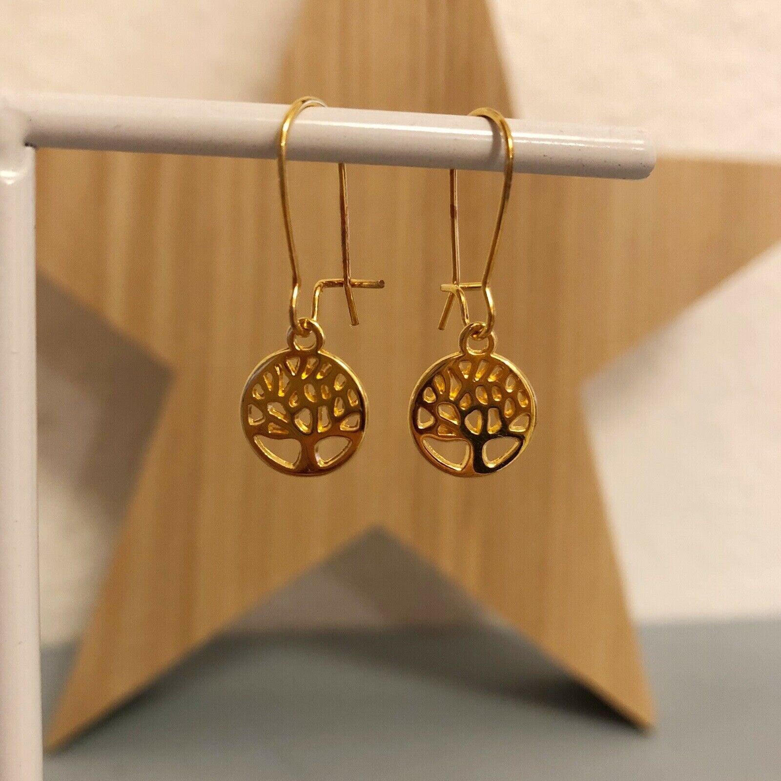 Lebensbaum - Ohrringe in gold *handgefertigte Ohrhänger* boho Lebensbaum edle goldene Ohrringe - perfekt als Weihnachtsgeschenk - Feenmanufaktur