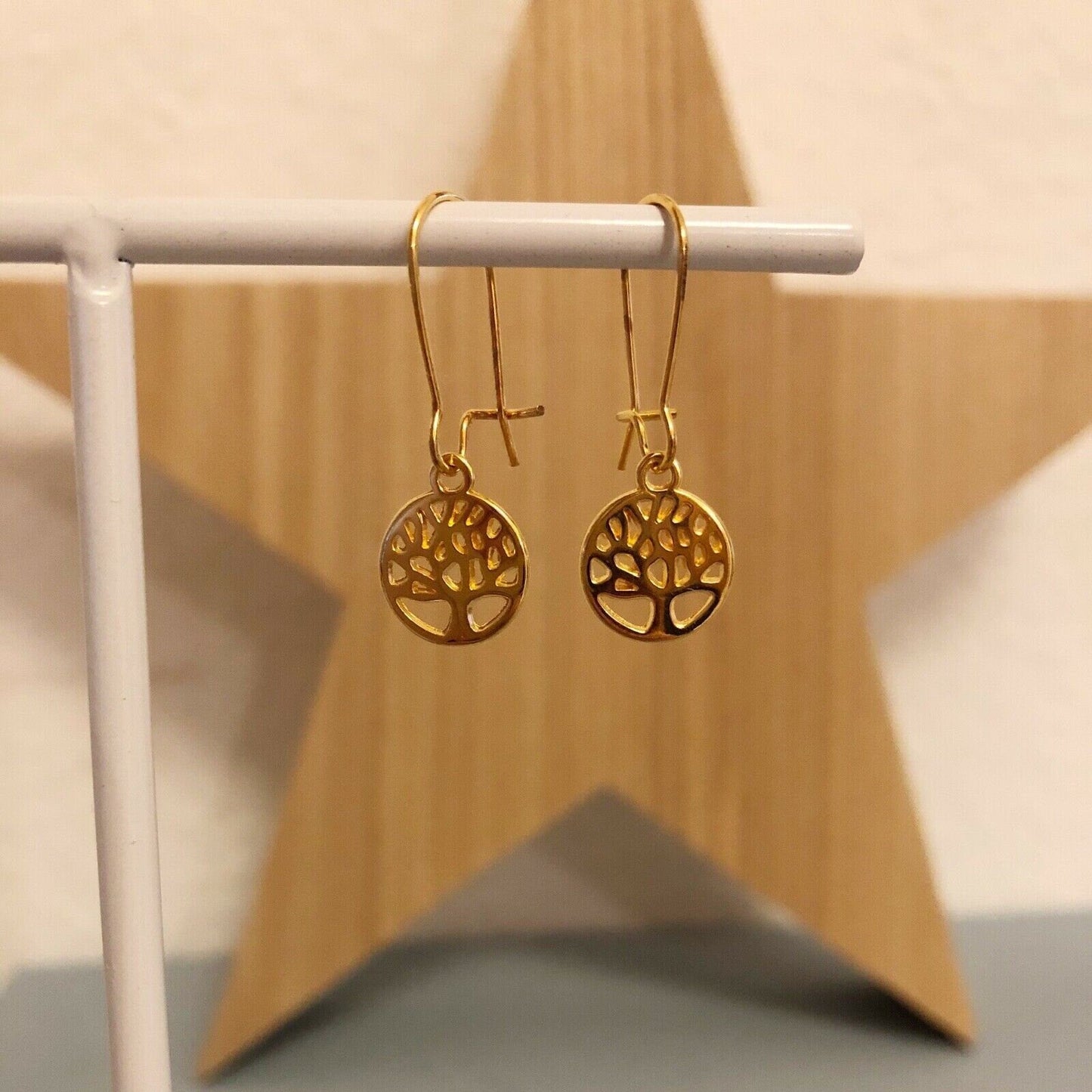 Lebensbaum - Ohrringe in gold *handgefertigte Ohrhänger* boho Lebensbaum edle goldene Ohrringe - perfekt als Weihnachtsgeschenk - Feenmanufaktur