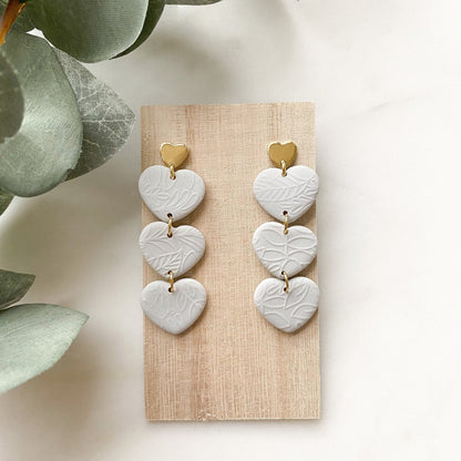 Ohrringe "Herzchenkette" grau gold Polymer Clay - Feenmanufaktur