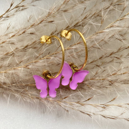 Ohrringe mit Schmetterling in beige gold - Feenmanufaktur