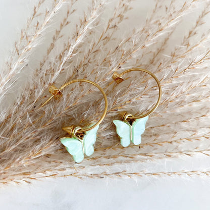 Ohrringe mit Schmetterling in mint gold - Feenmanufaktur