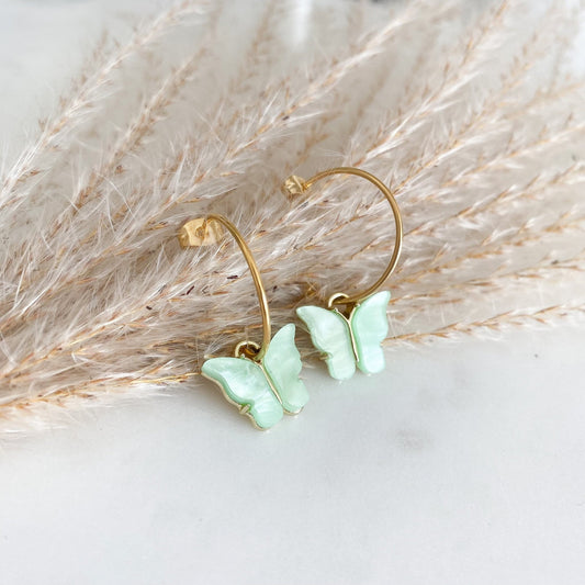 Ohrringe mit Schmetterling in mint gold - Feenmanufaktur