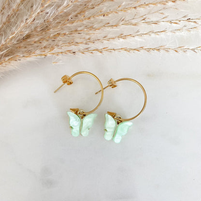 Ohrringe mit Schmetterling in mint gold - Feenmanufaktur