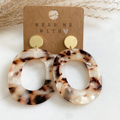Ovale Leoparden Ohrringe aus Resin Harz - Feenmanufaktur