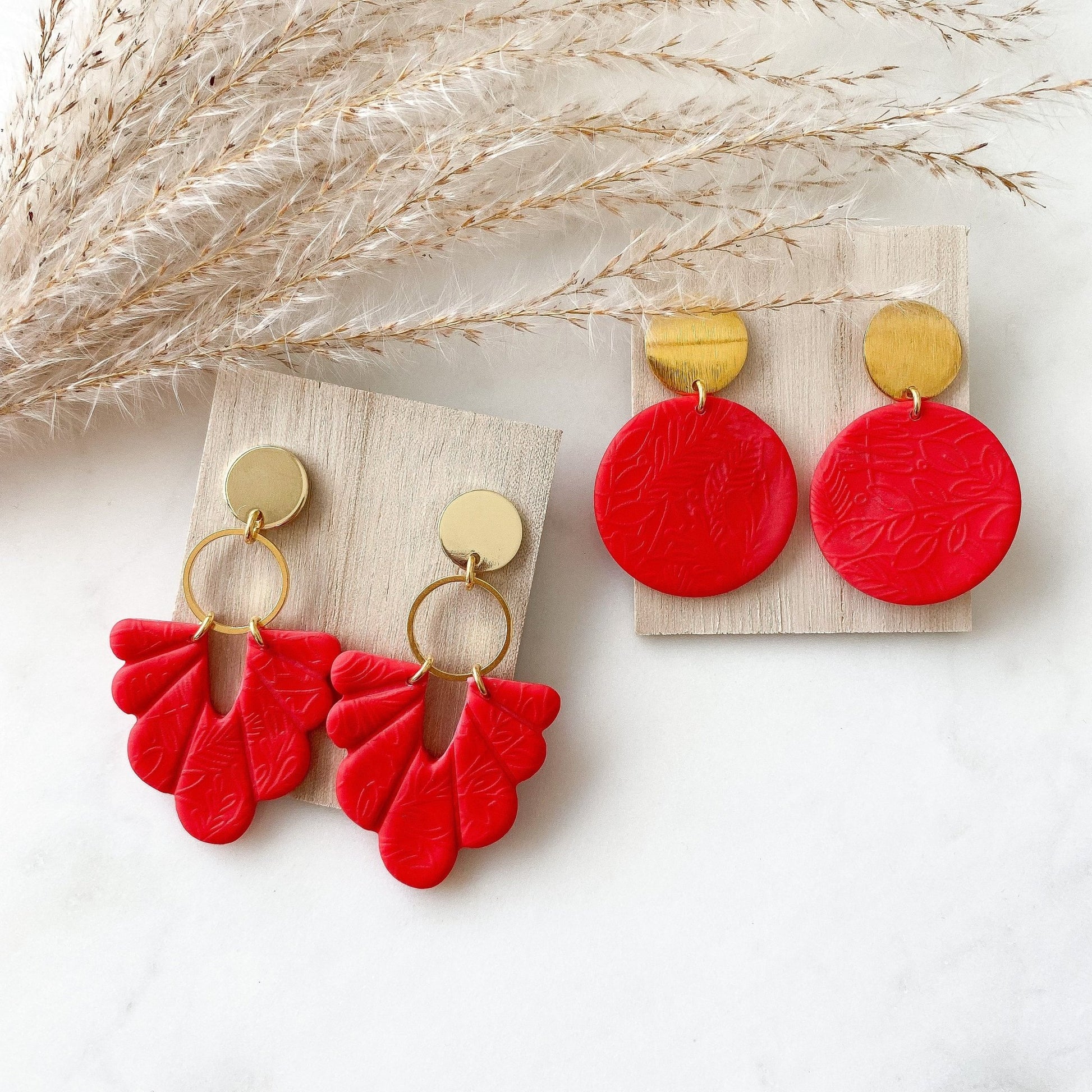 Polymer Clay Ohrringe "Beatrice" & "Becca" in koralle gold - Feenmanufaktur