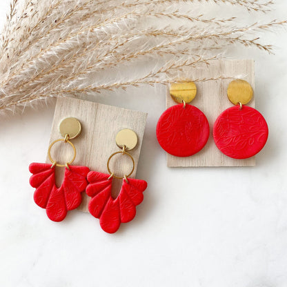 Polymer Clay Ohrringe "Beatrice" & "Becca" in koralle gold - Feenmanufaktur