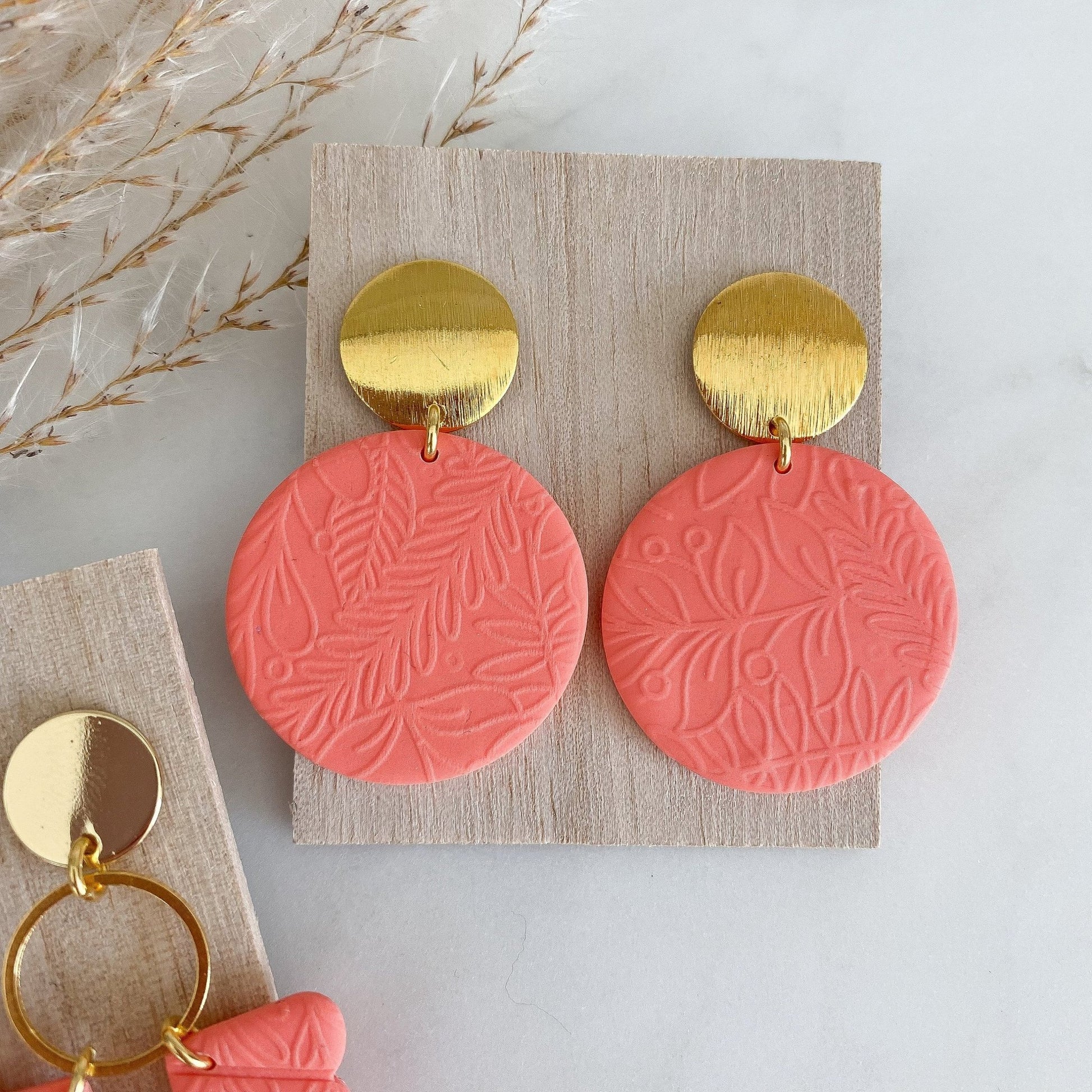 Polymer Clay Ohrringe "Beatrice" & "Becca" in lachsfarben gold oder silber - Feenmanufaktur