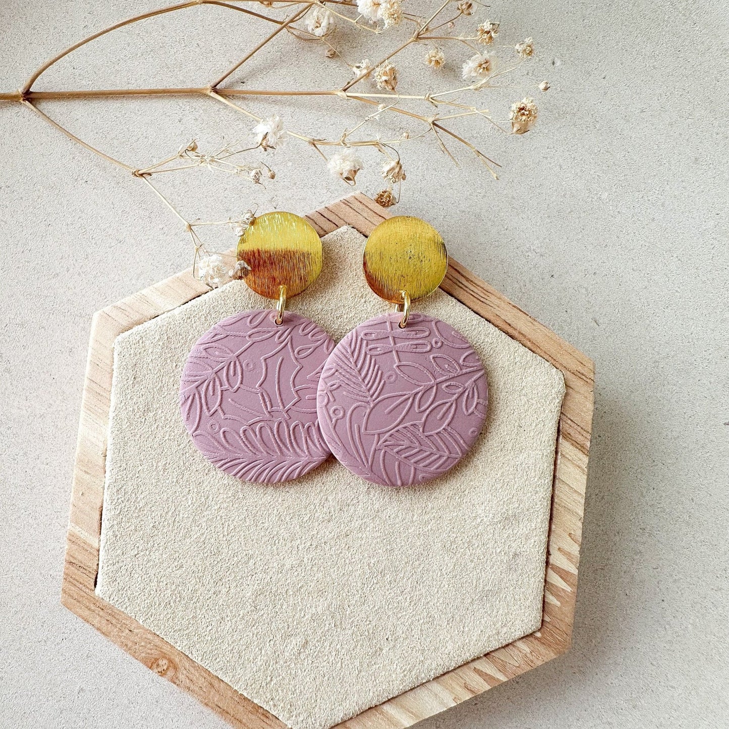 Polymer Clay Ohrringe "Becca" altrosa/flieder in gold, silber & roségold - Feenmanufaktur