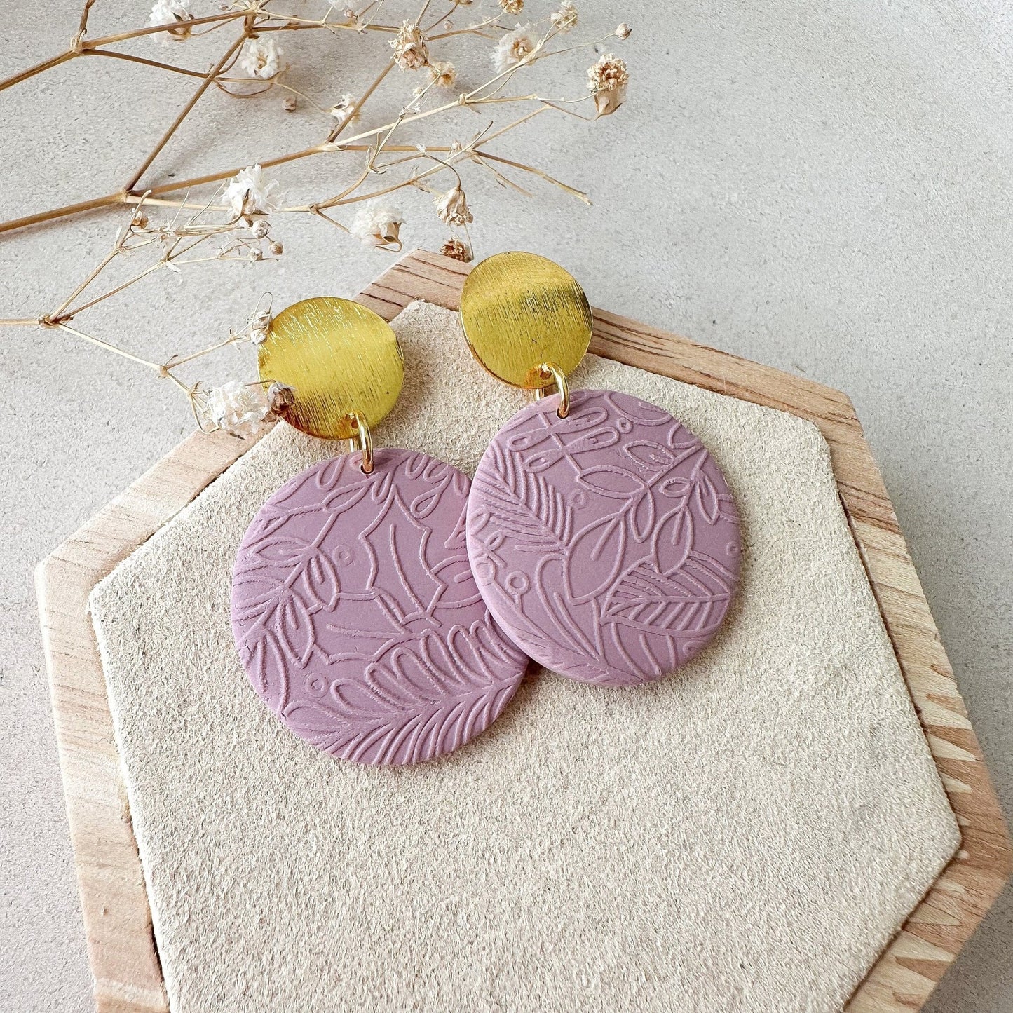 Polymer Clay Ohrringe "Becca" altrosa/flieder in gold, silber & roségold - Feenmanufaktur