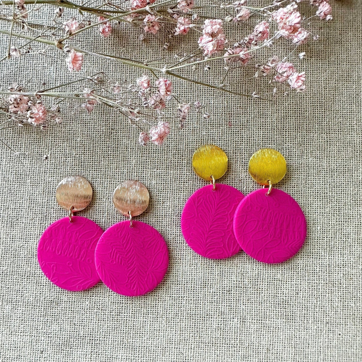 Polymer Clay Ohrringe "Becca" pink - Feenmanufaktur