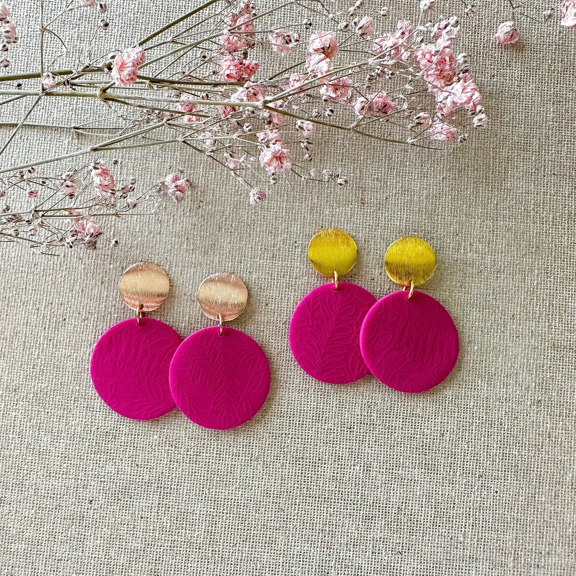 Polymer Clay Ohrringe "Becca" pink - Feenmanufaktur