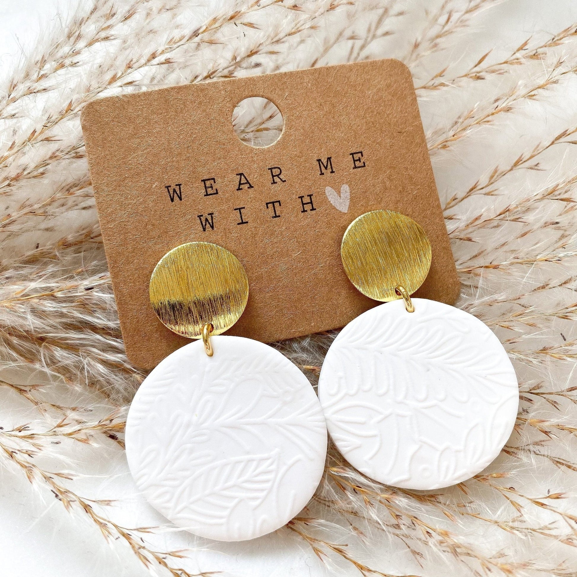 Polymer Clay Ohrringe "Becca" weiß in gold, silber & roségold - Feenmanufaktur