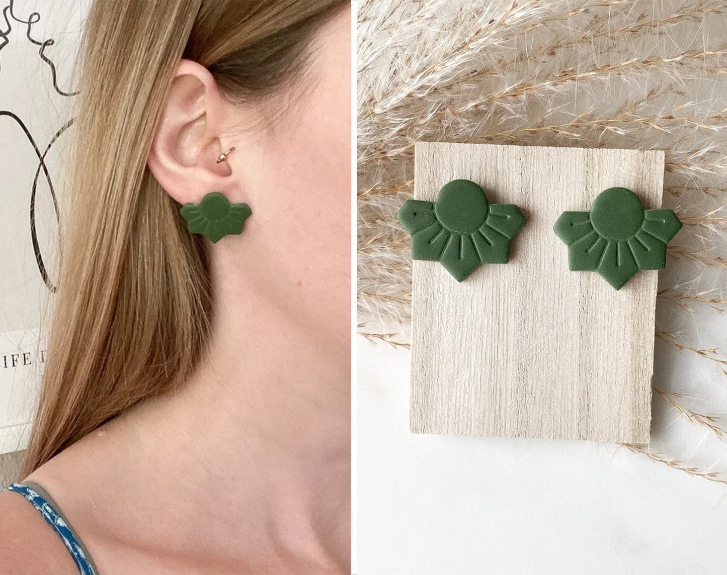 Polymer Clay Ohrstecker "Flora" grün - Feenmanufaktur