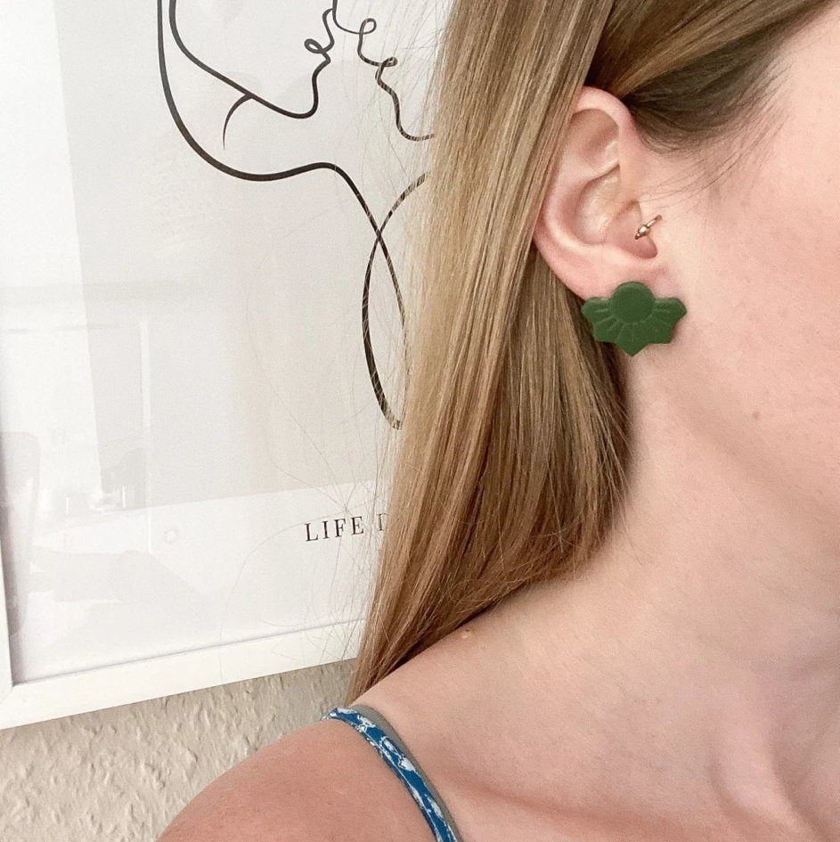 Polymer Clay Ohrstecker "Flora" grün - Feenmanufaktur