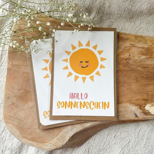 Postkarte "Hallo Sonnenschein" inkl. Umschlag (A6) - Feenmanufaktur
