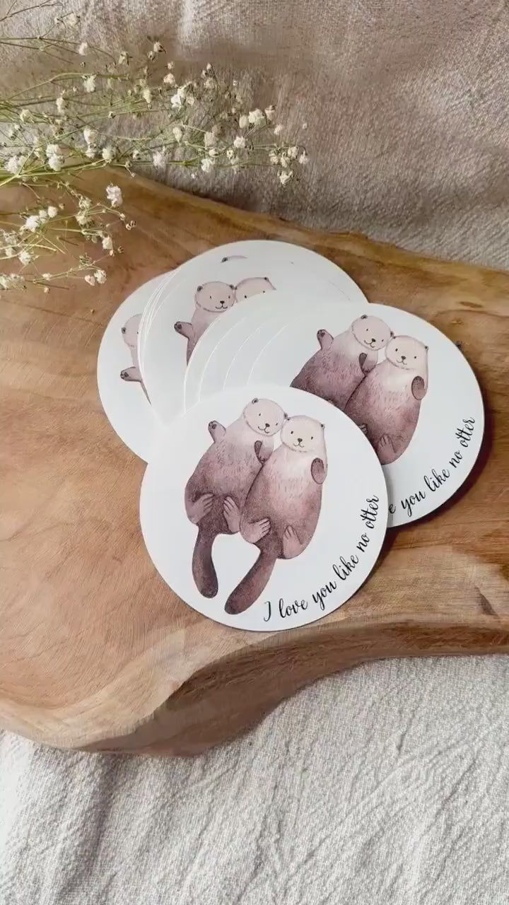 Sticker "I love you like no otter" Aufkleber rund 9,5 cm