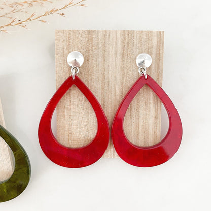 Resin Ohrringe "Anna" rot oder grün - Stecker gold, silber & rosegold - Feenmanufaktur