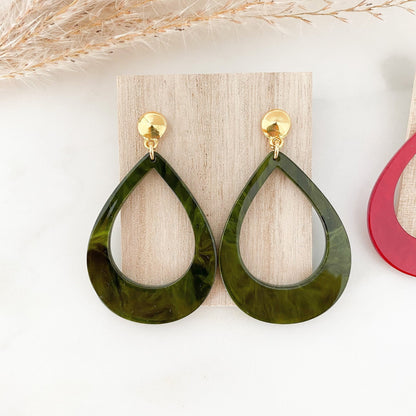 Resin Ohrringe "Anna" rot oder grün - Stecker gold, silber & rosegold - Feenmanufaktur
