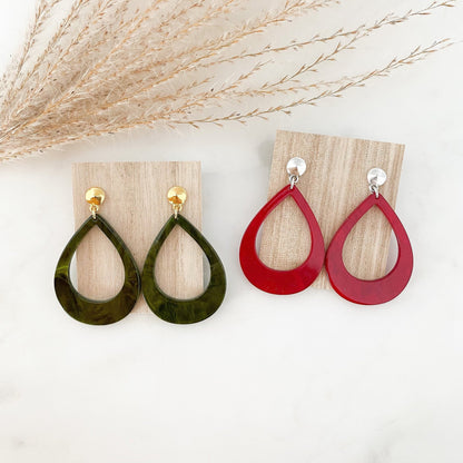 Resin Ohrringe "Anna" rot oder grün - Stecker gold, silber & rosegold - Feenmanufaktur