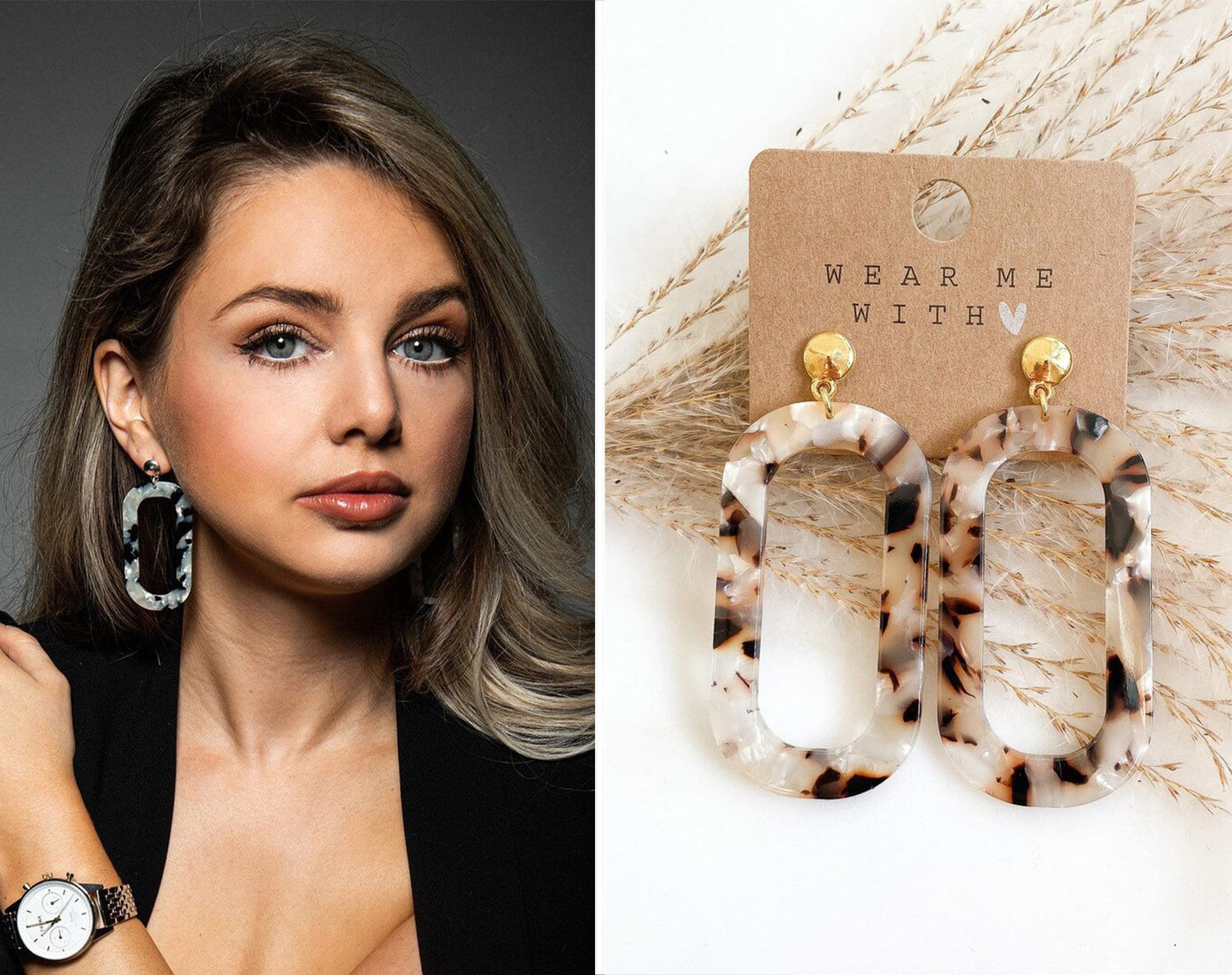 Resin Ohrringe "Charlene" gold beige - Feenmanufaktur
