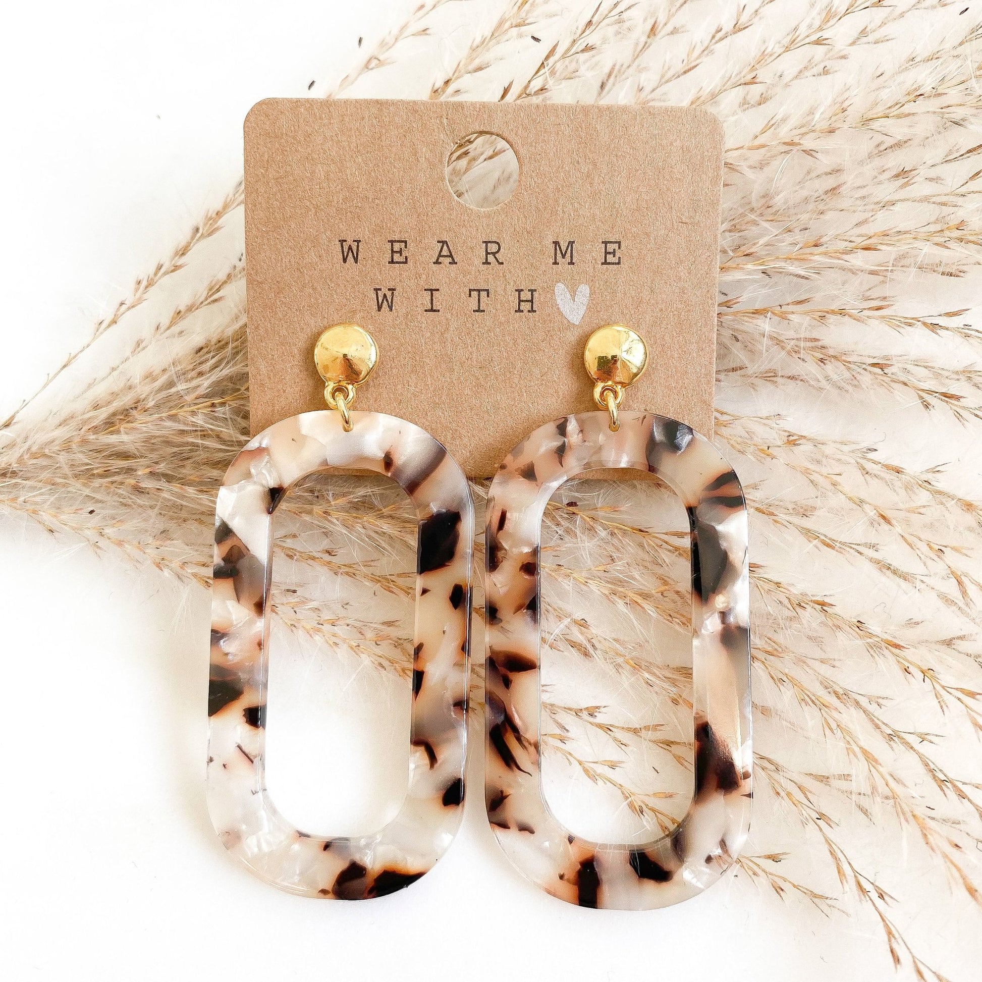 Resin Ohrringe "Charlene" gold beige - Feenmanufaktur