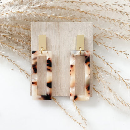 Resin Ohrringe "Charlie" gold & silber beige - Feenmanufaktur