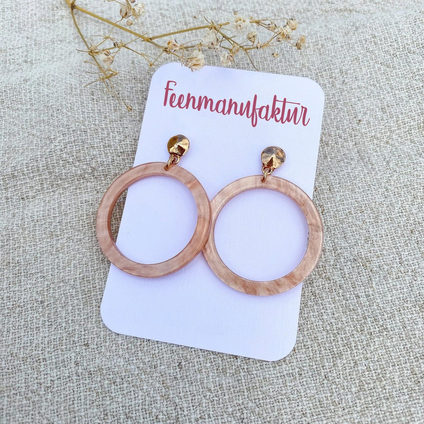 Runde Resin Harz Ohrringe in light rosé rosa - Feenmanufaktur
