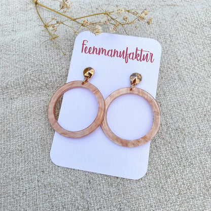 Runde Resin Harz Ohrringe in light rosé rosa - Feenmanufaktur