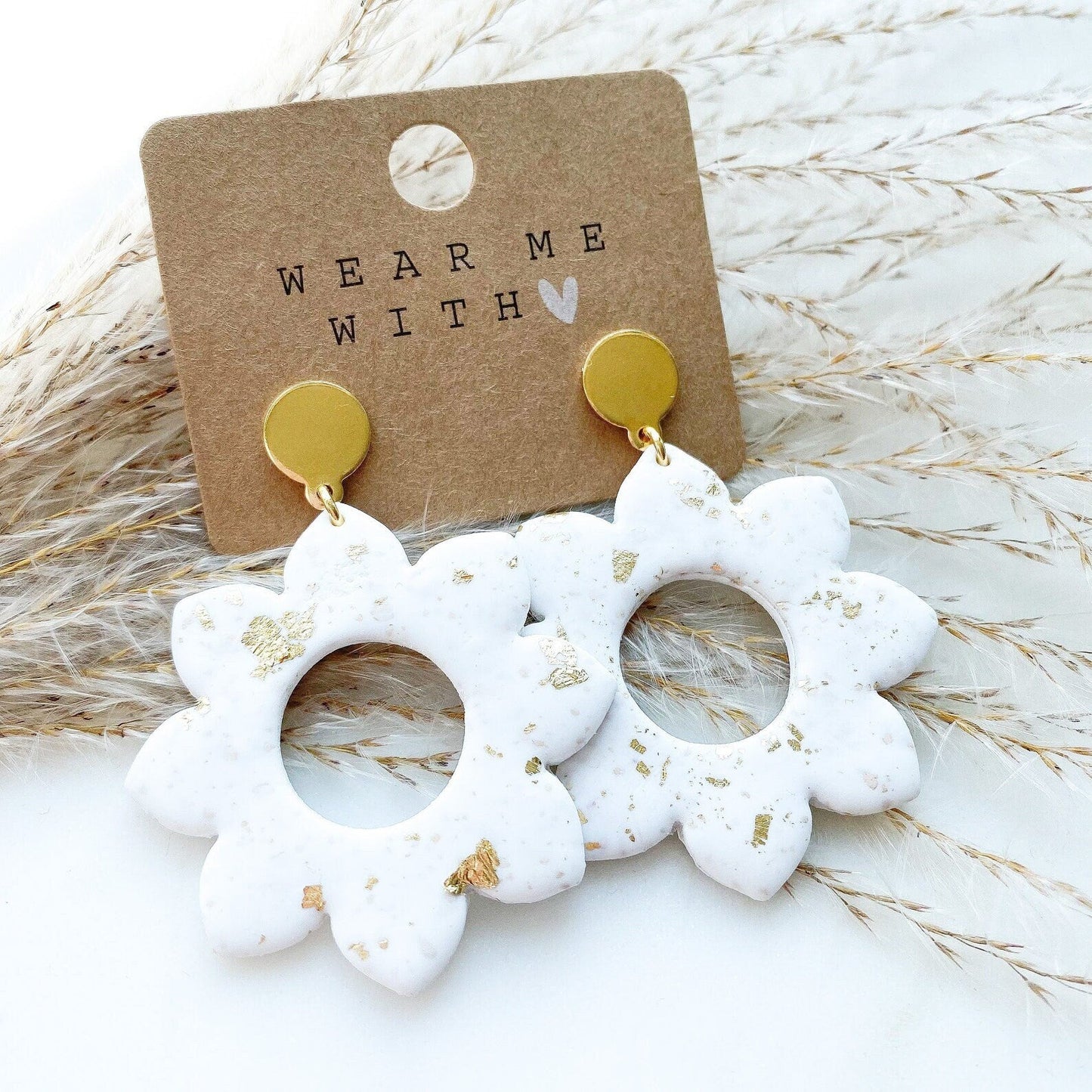 Sonnenanbeterin Polymer Clay Ohrringe mit Blattgold - Feenmanufaktur