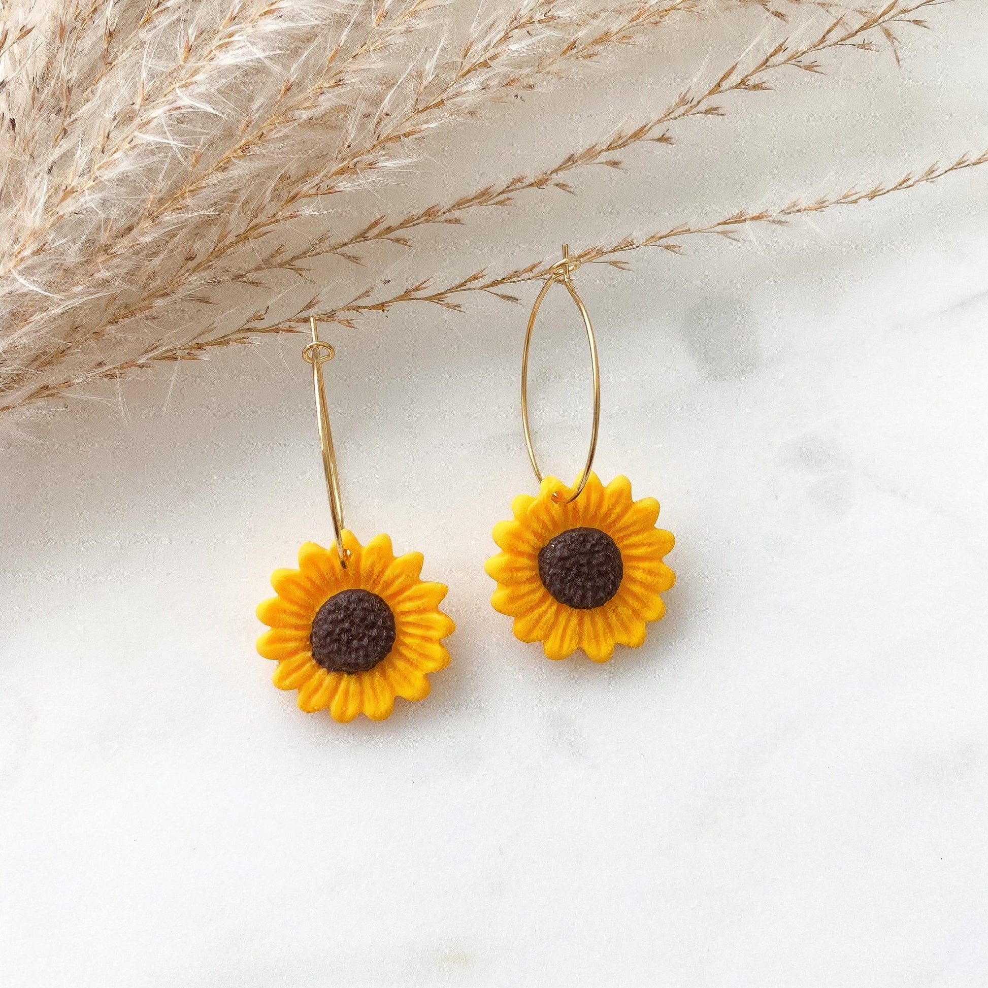 Sonnenblumen Ohrringe aus Polymer Clay Ohrringe gold - Feenmanufaktur