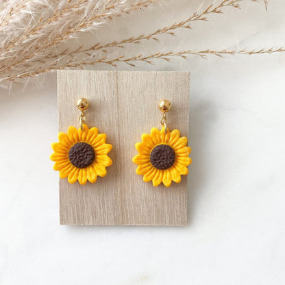 Sonnenblumen Ohrringe Polymer Clay Ohrringe gold - Feenmanufaktur