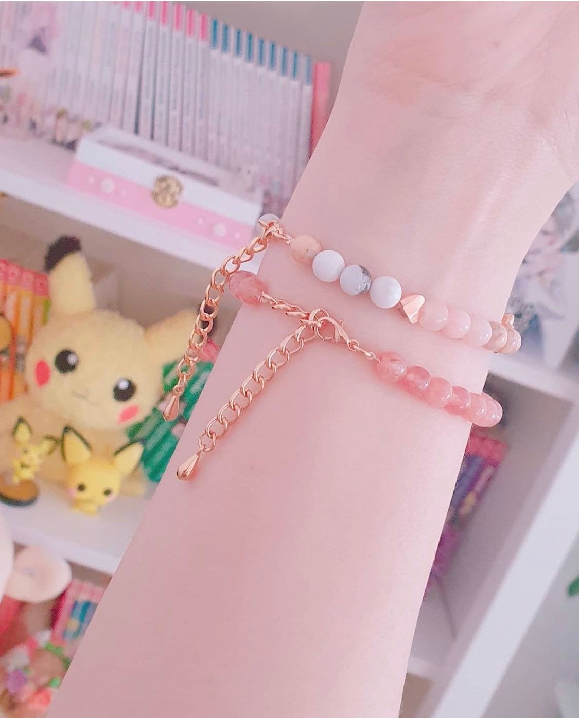 Tierliebe Edelstein *Pfote* Armband Aquamarin Perlen Naturstein silber blau - Tier Geschenk Perlenarmband Hund Katze marmoriert - Feenmanufaktur
